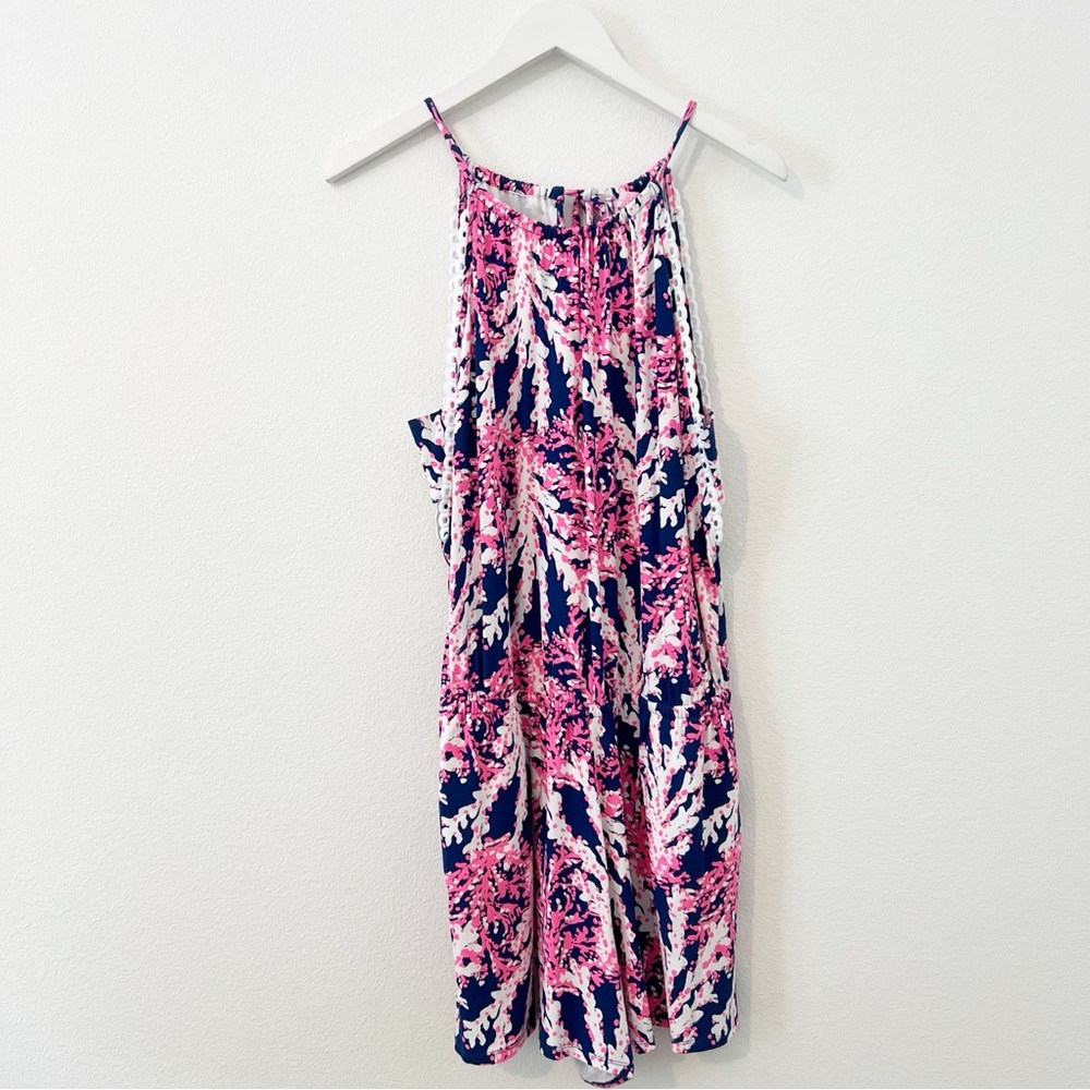 Lilly Pulitzer Blue and Pink Tie-Dye Jumpsuit with High Neckline - Picture 2 of 7
